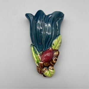 Vintage Japan Ceramic Tulip Wall Hanging Plaque Pocket MCM